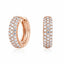 Triple row pavé lab grown diamond huggie earrings in yellow gold