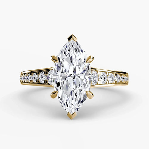 The Zephyr – Marquise Cut Diamond Engagement Ring with Pavé Shank