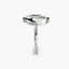 Profile view of The Novara showing marquise diamond in protective white gold bezel with pointed ends secured