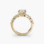 Gold ring with a diamond on a white background