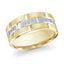 Gold and silver ring with embedded diamonds on a white background