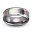 Tungsten ring with mother pearl inlay polished beveled edges 8mm width