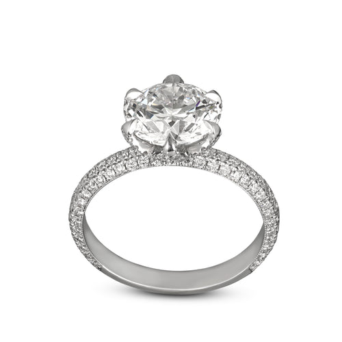 Nataly 4ct Lab Grown Round Diamond Six-Prong Hidden Halo Engagement Ring