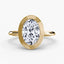 Oval bezel diamond ring solitaire yellow gold setting