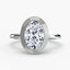 Oval bezel diamond ring solitaire white gold setting