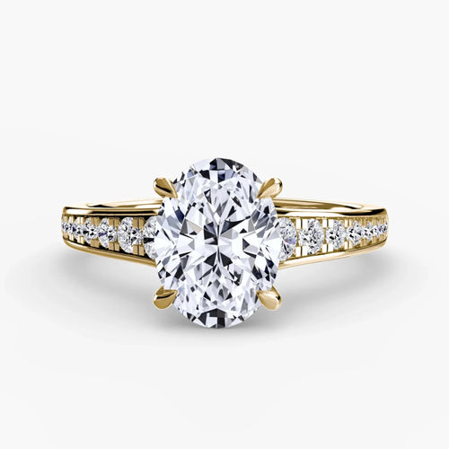 The Solara – Oval Diamond Engagement Ring with Graduated Pavé Band
