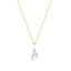 Pavé diamond initial A necklace in yellow gold