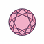 Pink round diamond shape ion on a white background