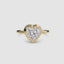 Heart-shaped diamond bezel ring with yellow gold solitaire setting 