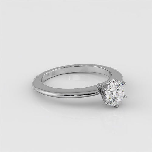 Athena's Radiance: Exquisite 6-Prong Round Cut Diamond Engagement Ring