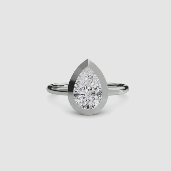 Pear bezel diamond ring solitaire white gold setting