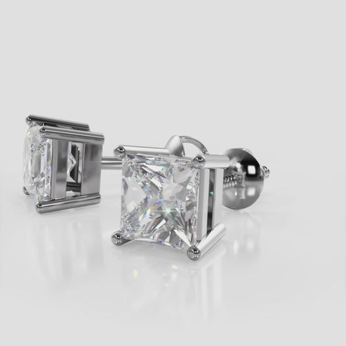 Classic Princess Cut Diamond Stud Earrings