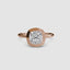 Cushion cur bezel set ring in rose gold solitaire setting