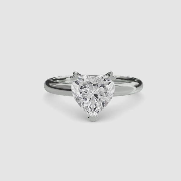 The Kaelis heart shaped diamond solitaire engagement ring in white gold