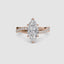 Rose Gold ring with a marquise-shaped diamond twisted pave band on a white background