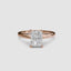 Rose gold solitaire ring with a radiant cut diamond