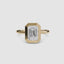 Emerald bezel diamond ring yellow gold solitaire setting