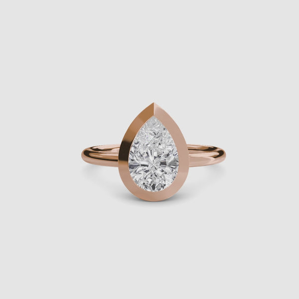 Pear bezel diamond ring solitaire rose gold setting