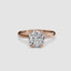 360-degree rotation view The Caelis round brilliant cut diamond solitaire engagement ring with double prong setting in rose gold