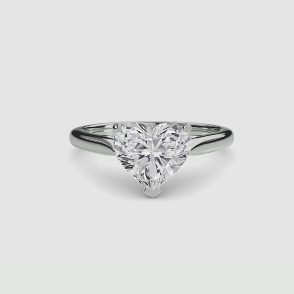 Heart-shaped solitaire diamond ring white gold
