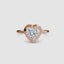 Heart-shaped diamond bezel ring with rose gold solitaire setting 