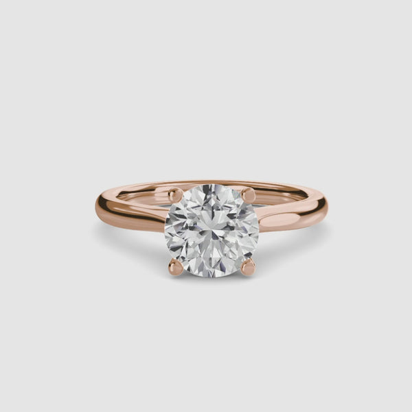 360-rotation-view-the Solvane round brilliant cut diamond classic solitaire engagement ring in rose gold