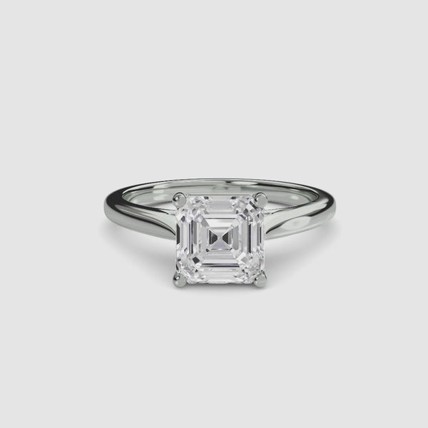 Solitaire Asscher-cut diamond ring in white gold