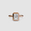 Radiant cut diamond bezel setting solitaire engagement ring in rose gold