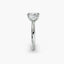 Profile view of The Elowen showing princess cut diamond secured with double prong corner protection white gold solitaire setting