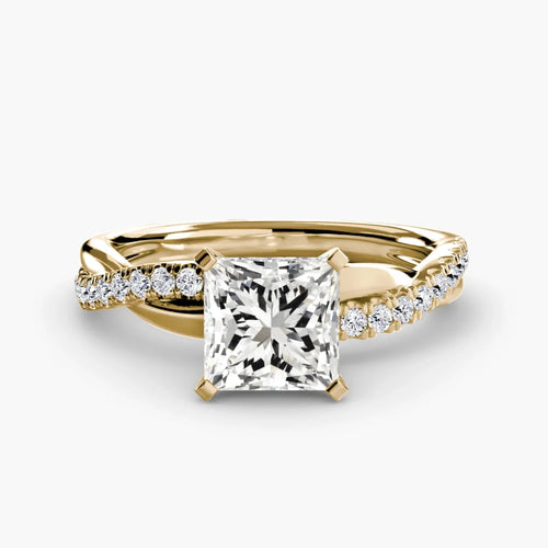 Princess Cut Engagement Ring with Twisted Pavé Shank – The Astra