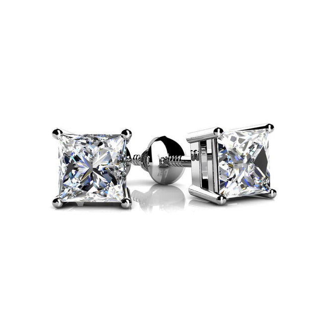 Classic Princess Cut Diamond Stud Earrings