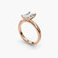Side view of The Aurien showing radiant cut diamond with corner protection in double prong rose gold solitaire setting