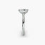 Profile view of The Aurien showing radiant cut diamond with corner protection in double prong white gold setting