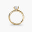 Side view of The Aurien showing radiant cut diamond with corner protection in double prong setting