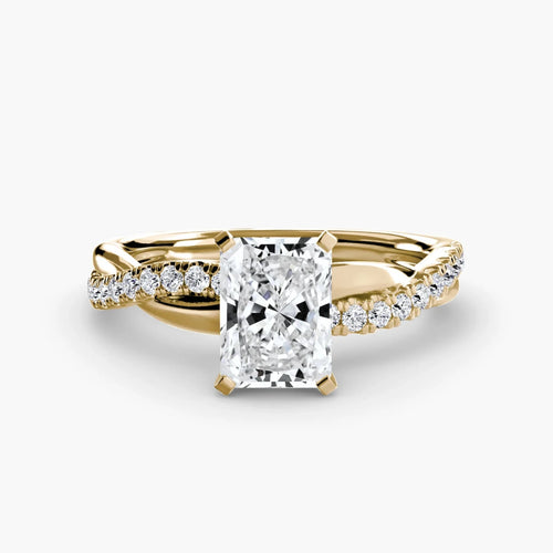 The Virelle - Radiant Cut Diamond Engagement Ring with Twisted Pave Band