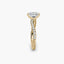 Gold ring with a diamond on a white background