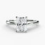 Solitaire diamond ring with a rectangular radiant cut gemstone in white gold