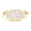 Three stone radiant cut lan grown diamond engagement ring yellow gold Ivanov 