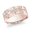 Rose gold ring with diamonds on a white background