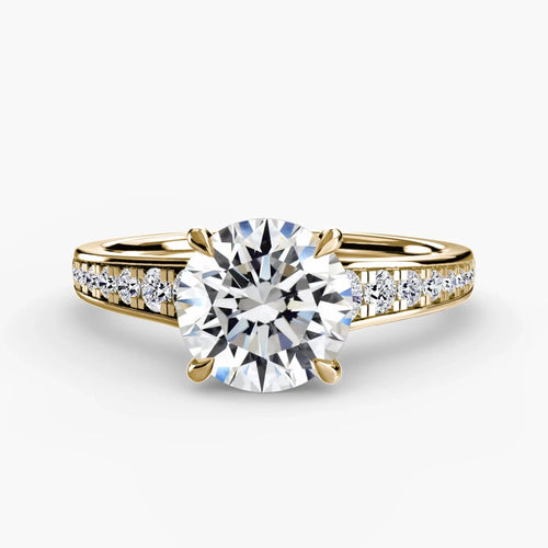 The Noctera - Round Diamond Engagement Ring with Graduated Pave Band