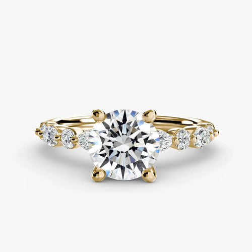 The Selura - Round Diamond Engagement Ring with Marquise & Round Side Stones