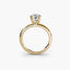 Side view of The Caelis showing double prong construction securing round diamond solitaire