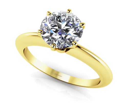 Athena's Radiance: Exquisite 6-Prong Round Cut Diamond Engagement Ring