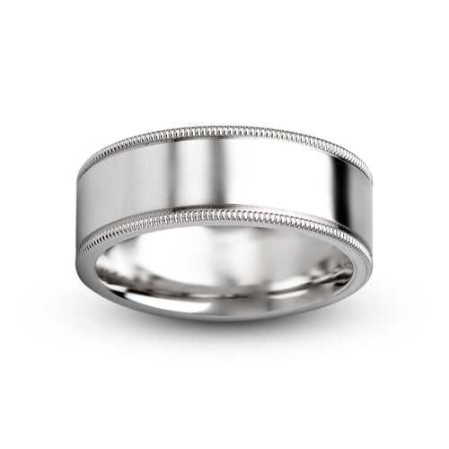 Yannis 14K Solid Gold Men's Wedding Band Polished Mill-Grained Edges