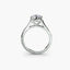 Platinum ring with a diamond on a white background