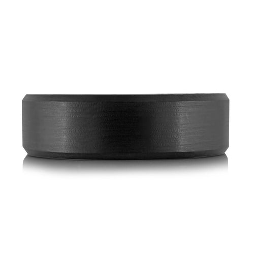 The Gravemarch - Tantalum Ring with Black Brushed Carbon Fiber Finish and Beveled Edges