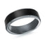 The Duskhelm tantalum men's wedding band with black brushed carbon fiber center inlay and beveled edges 6mm