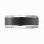 The Duskhelm tantalum men's wedding band with black brushed carbon fiber center inlay and beveled edges 8mm