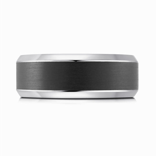 The Duskhelm - Tantalum Ring with Black Brushed Carbon Fiber Inlay
