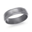 The Halberd tantalum men's wedding band with brushed center finish and grooved polished edges 6.5mm width